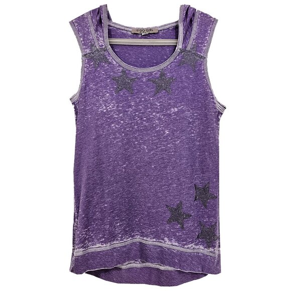 Starry Night Girl's Purple Burnout Hooded Tank - Picture 2 of 6